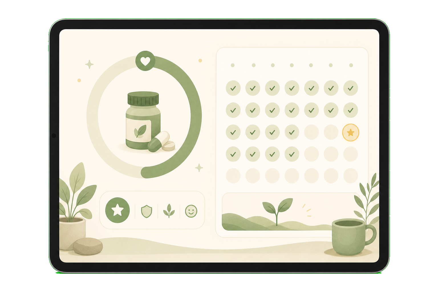 NuraDay habit tracking and streak progress illustration