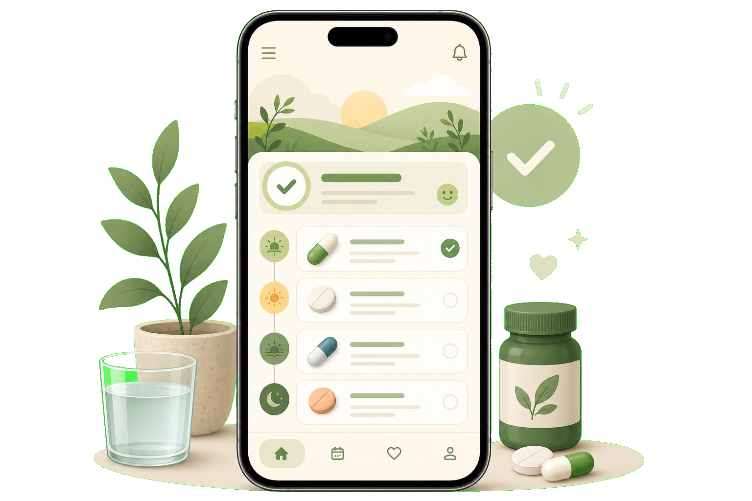 NuraDay warm local medication reminders illustration